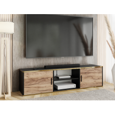 Atvērts TV galdiņš ROJO 3, Melns/Zelts craft/Zelts